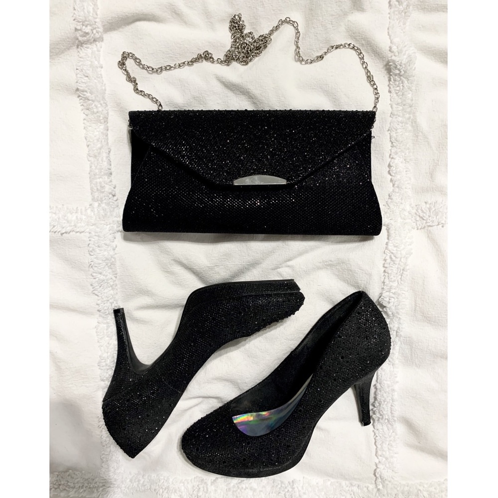 Black Jewel Studded Pumps